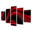 «Happy Streams Minimal Red Black - Abstract Modern Waves», ensemble de 5 décorations murales-1473170922