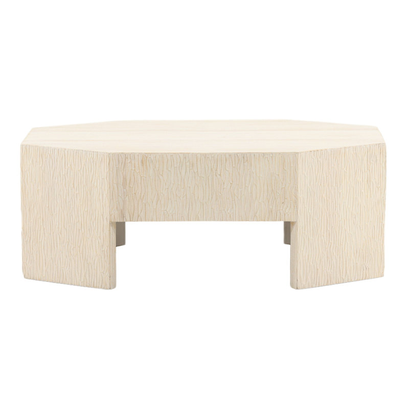 Gia Pine Wood Coffee Table, Whitewash
