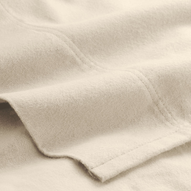 Organic 100% Cotton Flannel Sheet Set, Sand, Full XL Sheet Set with 2 Pillowcases