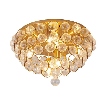 Transitional Gold Crystal Flush Mount