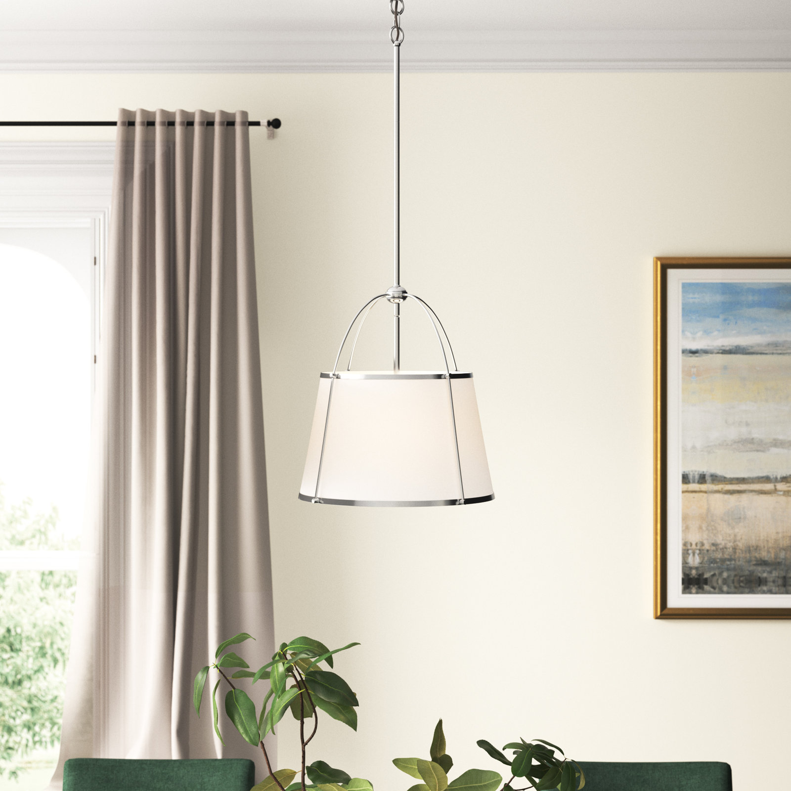 Moxie Single Light Metal Dimmable Pendant, Polished Nickel
