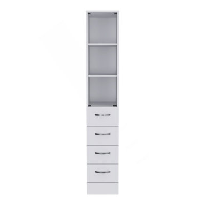 Linen Cabinet Artic, Three Shelves, Single Door, White Finish