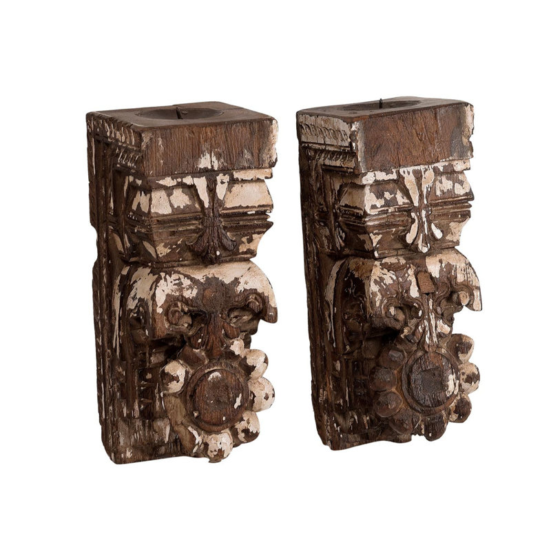 11'' H Solid Wood Candlestick