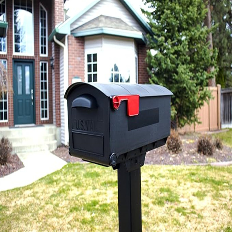 Black Large Capacity Rust-Proof Plastic Post-Mount Mailbox