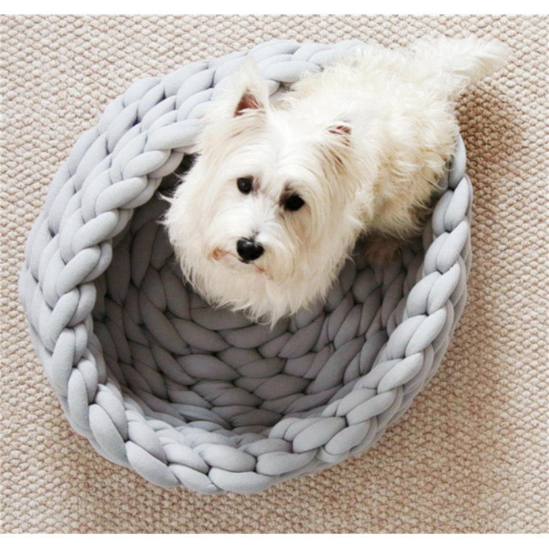 Tapis de lit pour animal de compagnie, Gris, Moyen (l 17 po x P 17 po x H 7,9 po)