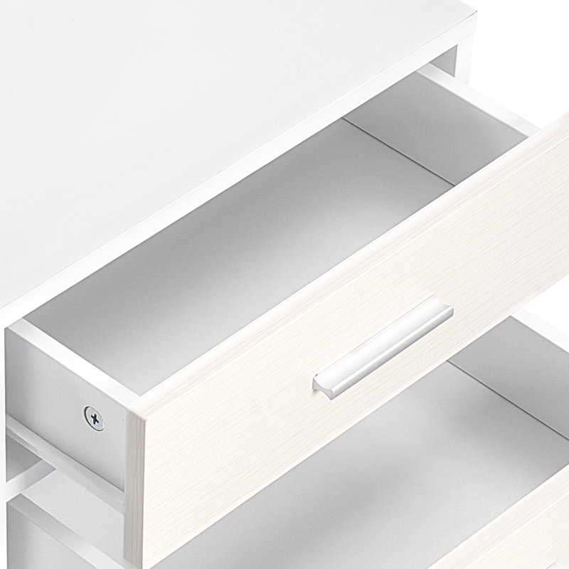 Armoire mobile blanche à 3 tiroirs avec bande - rangement de grande capacité pour documents et imprimantes, compartiment verrouillable, classeur en bois à roulement lisse dans un rangement idéal