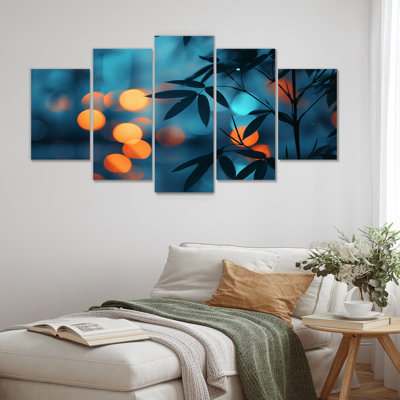 Orange Blue Nirvana Bamboo - Bamboo Wall Art Living Room Set