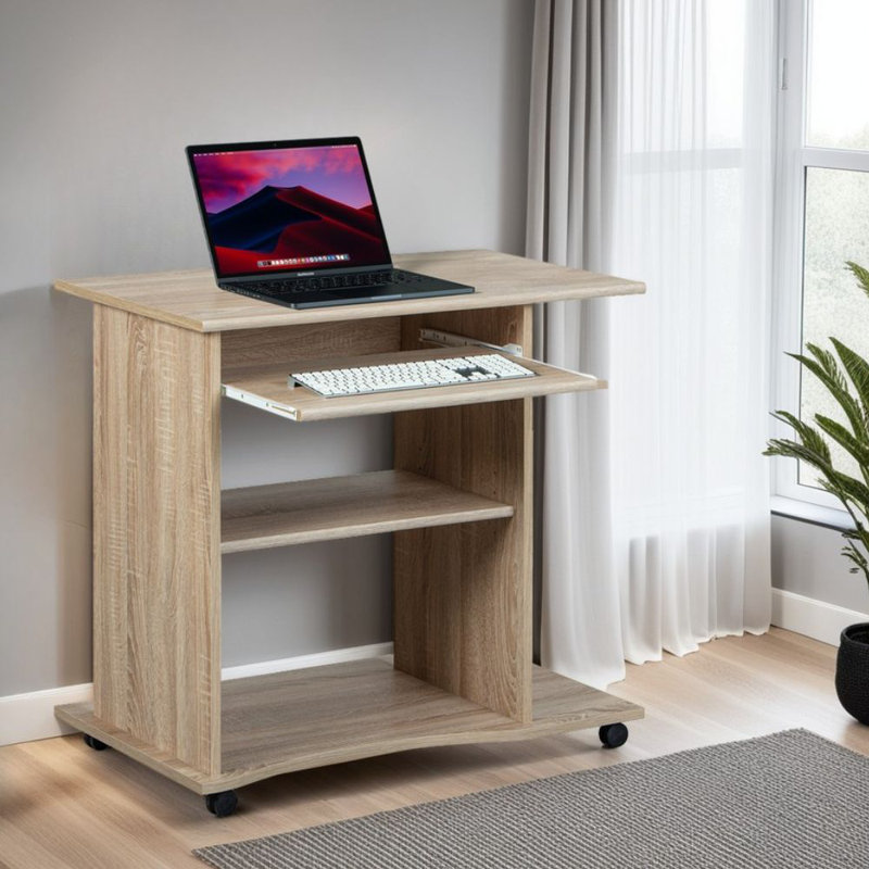 Leming Computer Desk with Keyboard Tray, Sonoma Oak Imitation
