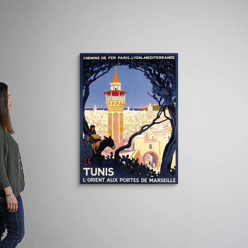 «Tunis», affiche rétro par Roger Broders, reproduction d'art sur toile encadrée par Roger Broders, Toile tendue