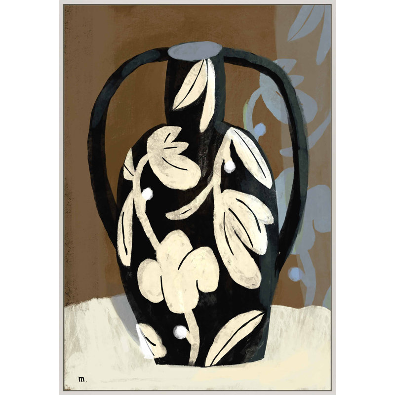 Vase noir Brenda par Marco Marella - impression d'un seul cadre, Toile avec cadre blanc, H 38 po x l 26,5 po x P 1,25 po