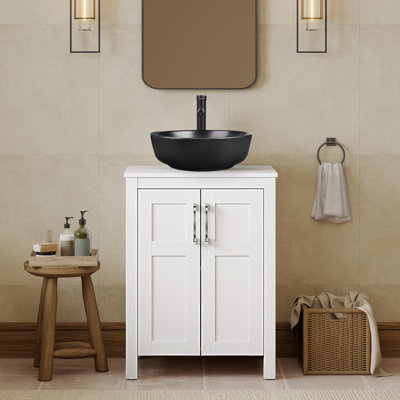 Meuble-lavabo simple autoportant de 24,4 po avec plateau en bois manufacturé Kreutzer