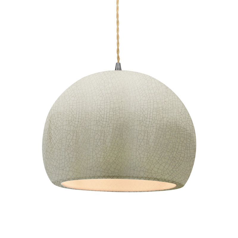 Luminaire suspendu à 1 lumière Aschwin, H 9,25 po x l 12,25 po x P 12,25 po, Craquelure vert céladon, Nickel brossé
