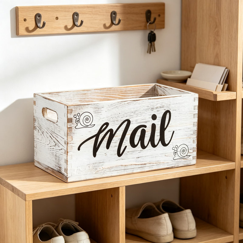 Porte-courrier Comptoir de courrier et porte-clés Panier de rangement Farmhouse