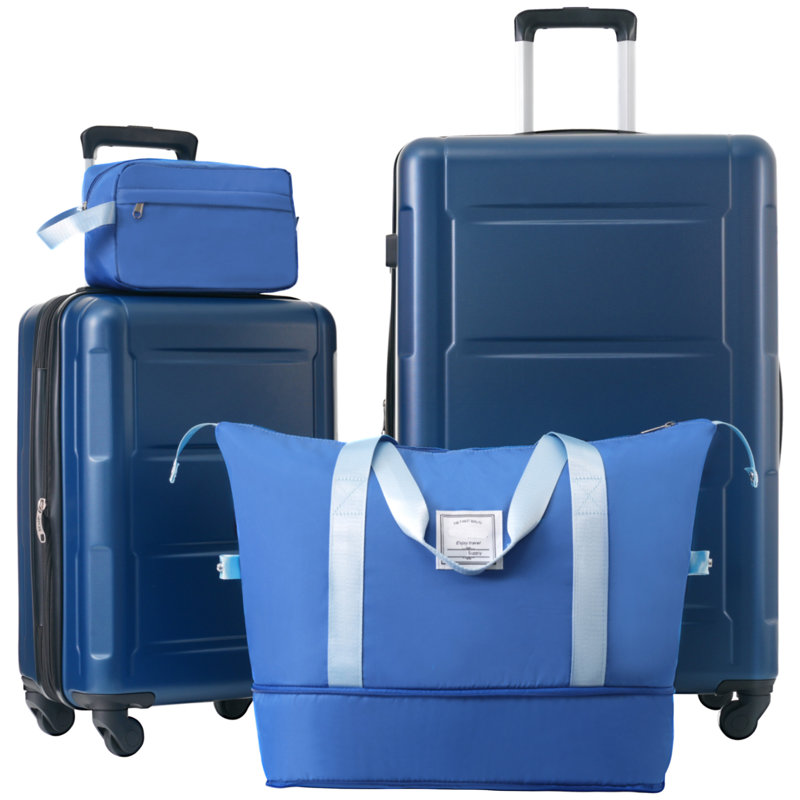 Ensemble de 2 valises avec sacs Valise à roulettes extensible ABS avec serrure TSA 20 pouces + 28 pouces