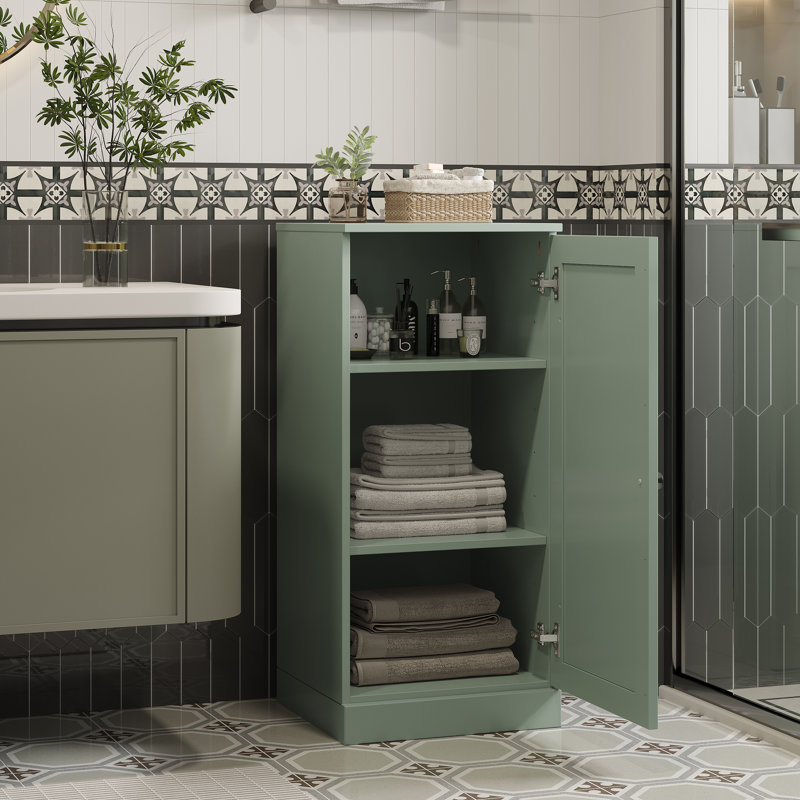 Armoire de rangement 100% bois massif 16,5 po avec porte shaker et tablettes réglables, Sauge