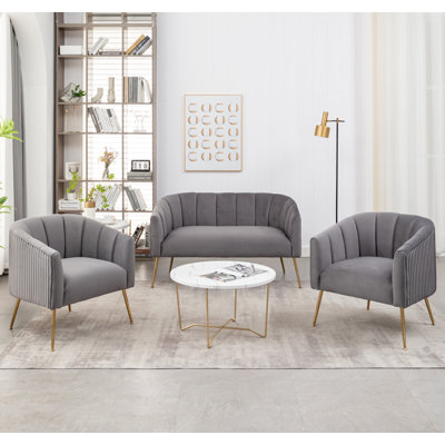 Mariantonietta 3 - Piece Velvet Living Room Set