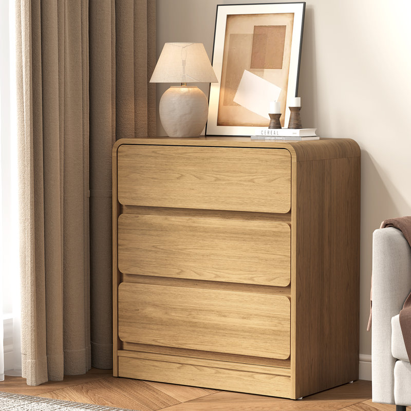 3-Drawer Nightstand For Bedroom, Brown