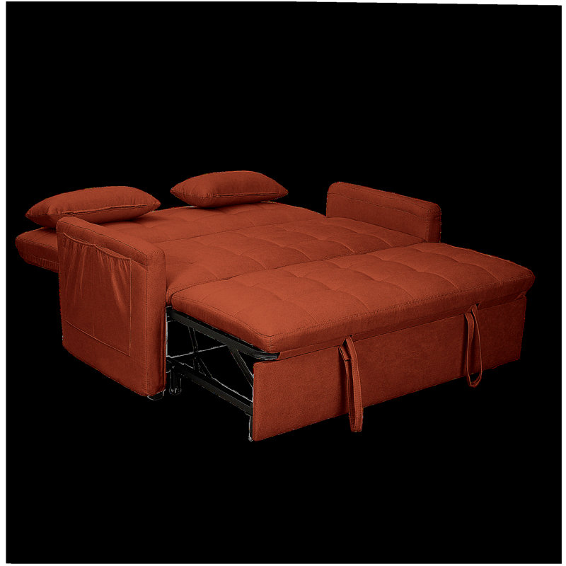 Ensemble de canapé-lit en tissu de 61 pouces pour grand salon / chambre à coucher, structure en fer renforcé, poches de rangement des deux côtés, dossier réglable.