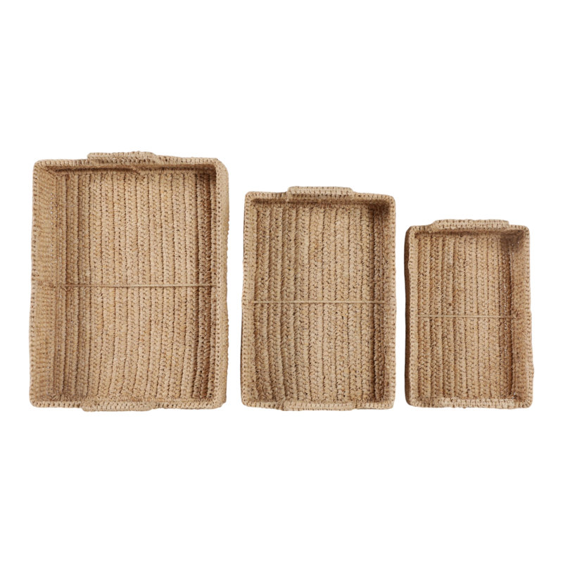 Plateau décoratif moderne pour entrée - Centre de table décoratif pour table à manger et table basse - Lot de 3, 40,6 cm, 35,6 cm, 30,5 cm, brun et beige