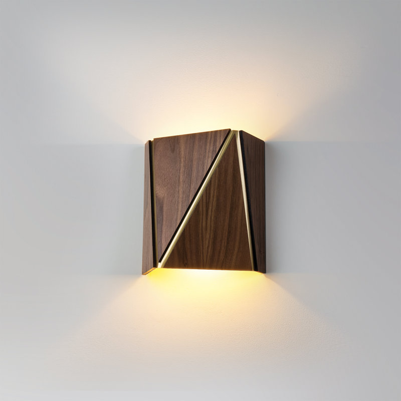 Plafonnier encastré 1 lumière Calx, Noyer / laiton brossé, 2700 K