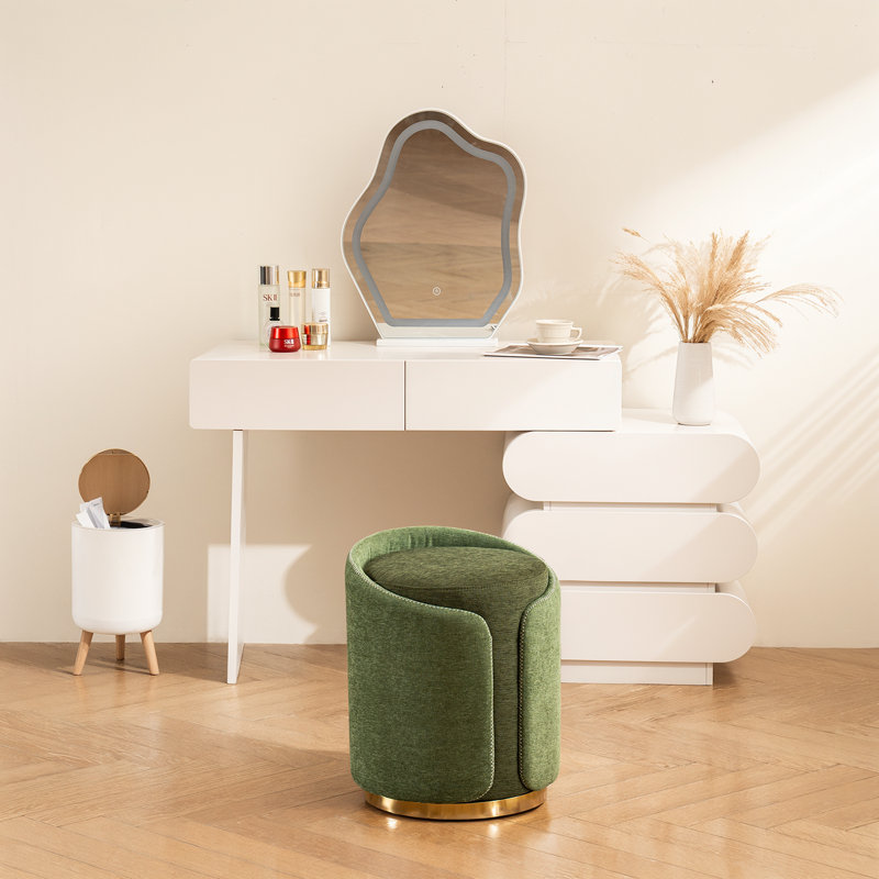 Repose-pieds avec tabouret pivotant en métal Juriana, Vert
