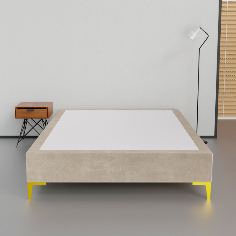 Lit en bois massif Kaslik, H 14 po x l 44 po x L 75 po, Beige