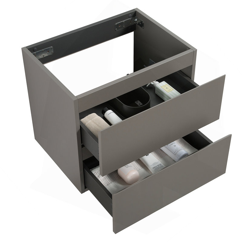 Armoire murale SANS lavabo, couleur grise, avec deux tiroirs, Gris