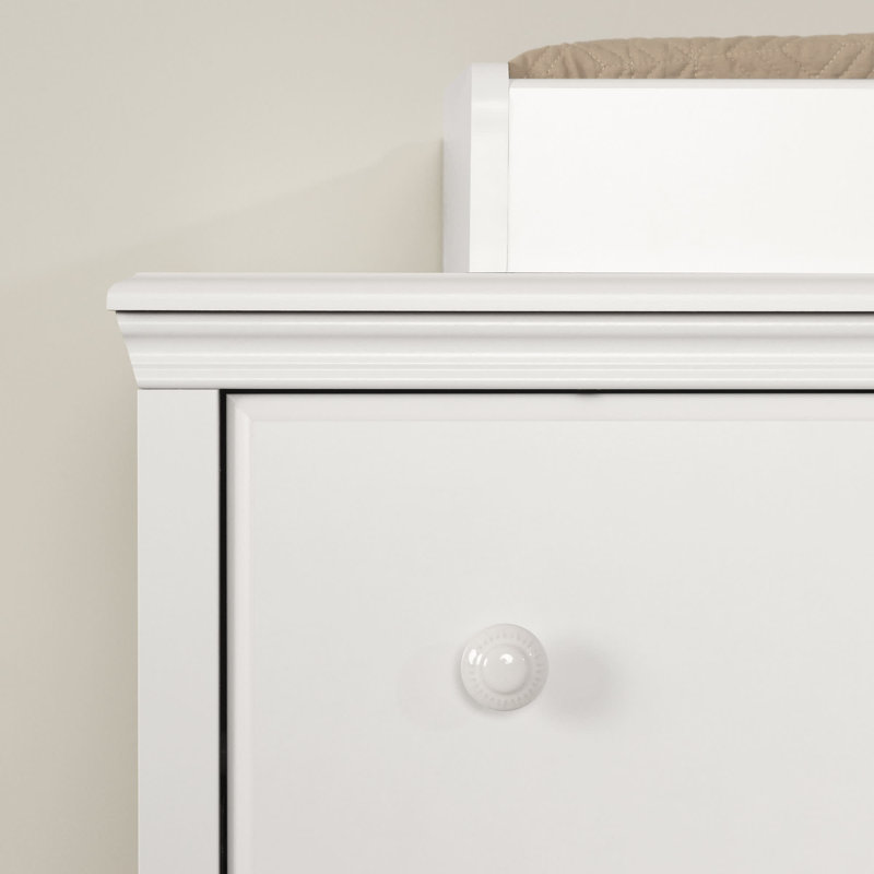 White Changing Table Dresser with Wicker Baskets