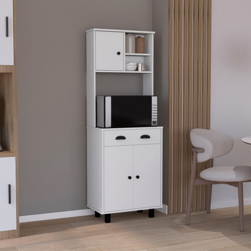 Garde-manger DEPOT E-SHOP 67 po H avec deux armoires, deux tablettes ouvertes et un tiroir, Blanc