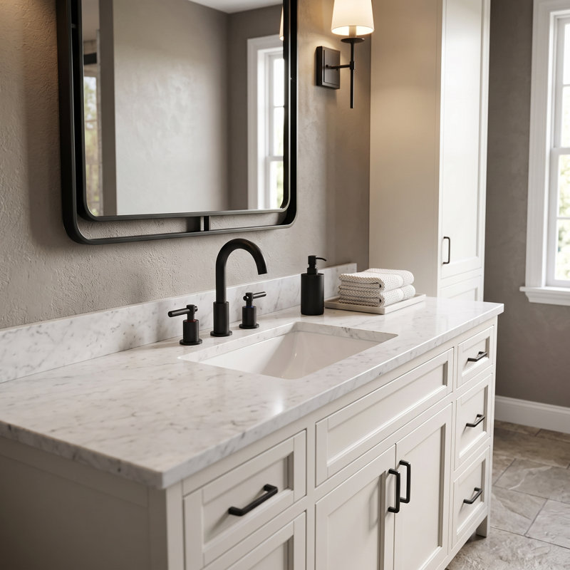 2-handle Bathroom Faucet with Drain Assembly, Matte Black