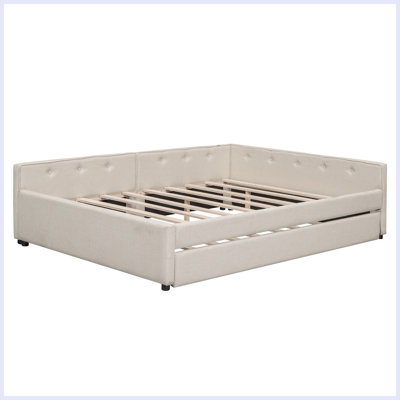 Mitsuko Upholstered Platform Bed with USB and Twin Size Trundle