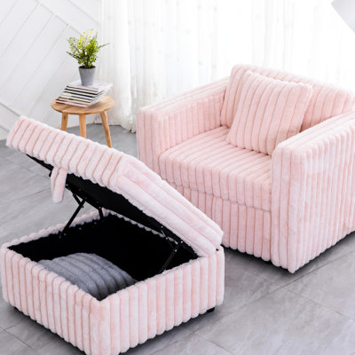 Rose - Modulaire 44,9 po - Élégant et confortable pour une maison paisible. Fabrication en métal et en bois massif. Coussins amovibles. Rangement à levage hydraulique. Calme apaisant. 2 Design d'intérieur de salon. Détente.