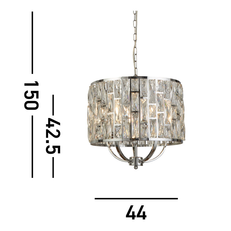 Magana 5 - Light Drum Chandelier, 5, Silver, 44cm W