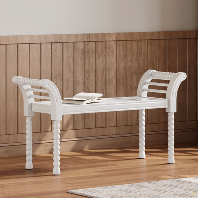 Banc élégant de style rétro avec pieds tournés, banc de bout de lit pour la décoration de la chambre à coucher ou du salon