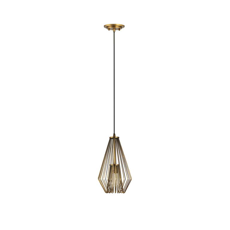 Adaela - 1 lumière géométrique simple, Laiton frotté, H 18,75 po x l 9,25 po x P 9,25 po