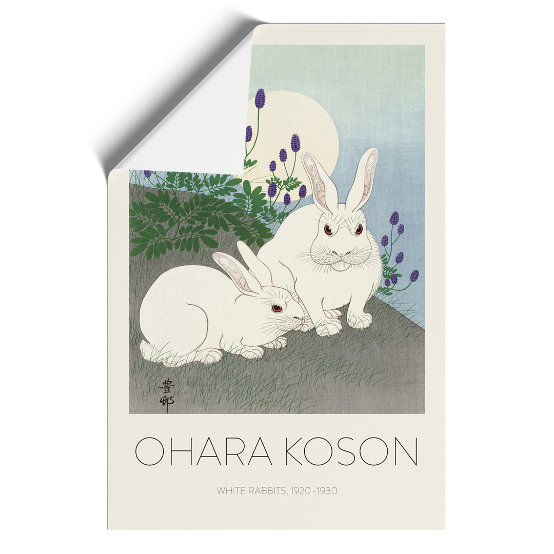 Rabbits at Full Moon Print by Ohara Koson - Frameless Print