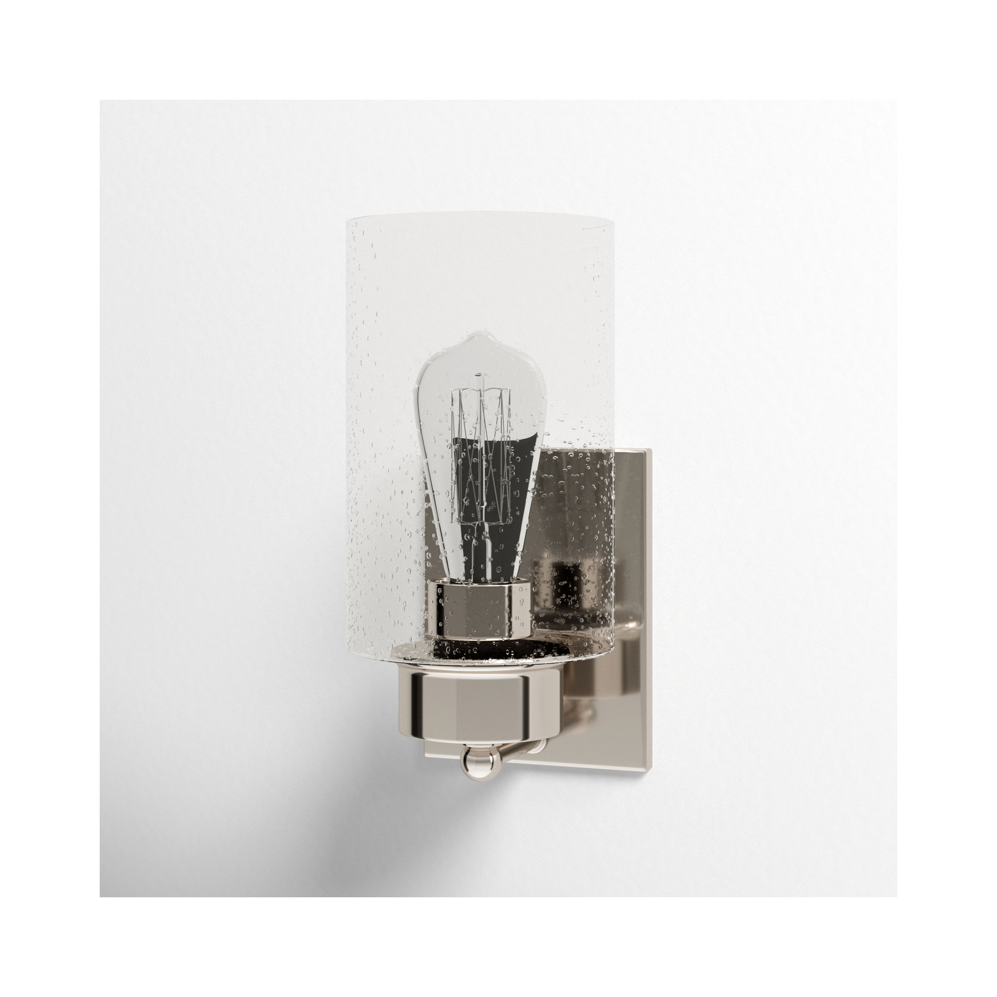 Colada Single Light Glass Steel Dimmable Wall Sconces, Polished Nickel
