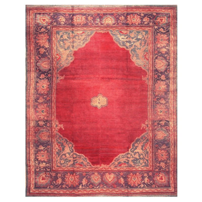 Grand tapis rouge en laine des années 1920 11 pi 7 po x 15 pi 6 po Donegal Medallion