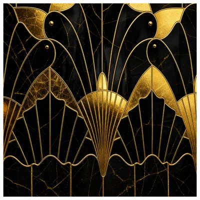 Tapis de bain doré à motif Art déco