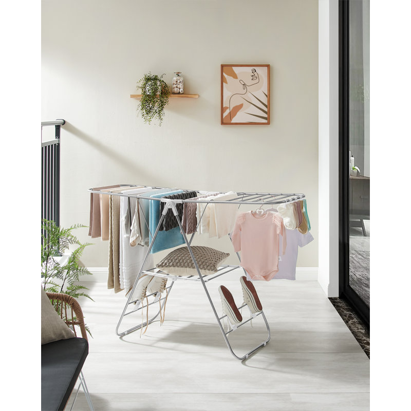Steel Foldable Gullwing Drying Rack, 147cm W x 56cm D, White/Silver