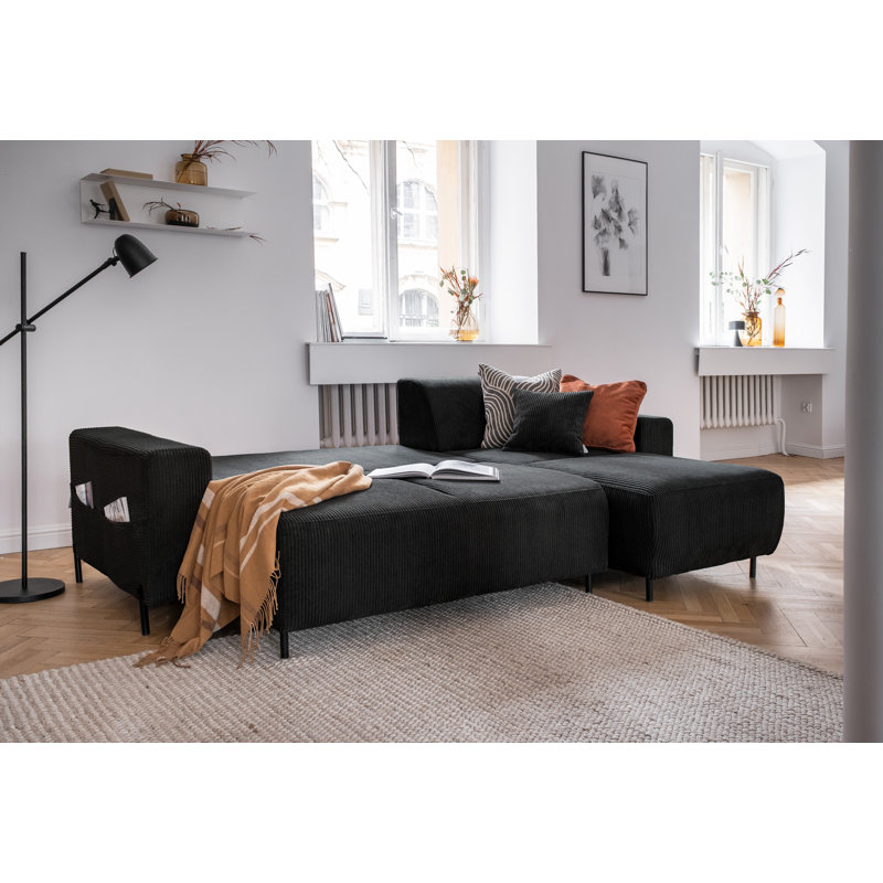 Cuddly Mia Corner Sofa Bed, Dark Grey