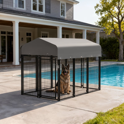 Chenil d'extérieur pour chien 6,25 x 4 x 4,5 pi avec clôture et cage imperméable pour chien