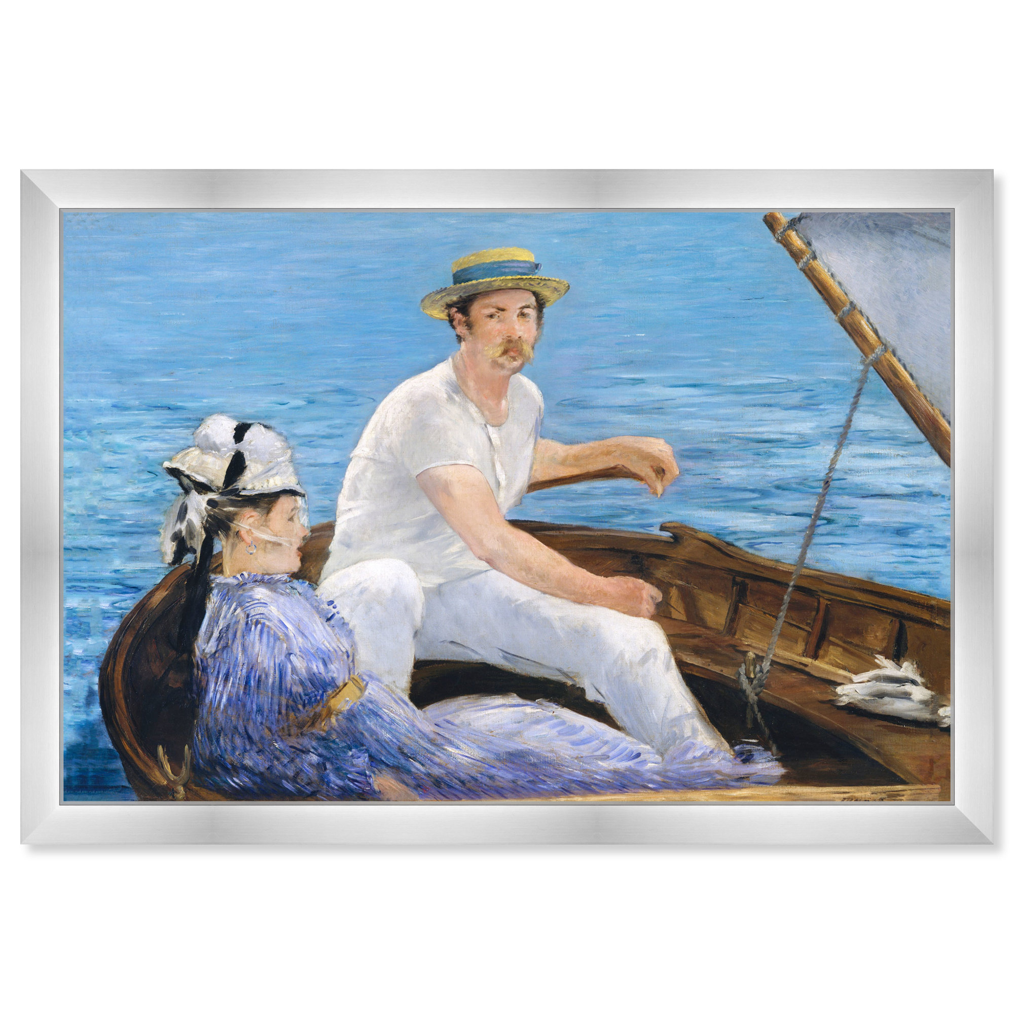 Manet - Boating 1974, 18" H x 26" W x 0.5" D, Silver