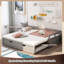 Lit de jour extensible peu encombrant avec couchette - Structure en bois massif, conversion simple à très grand, finition grise-1598037395