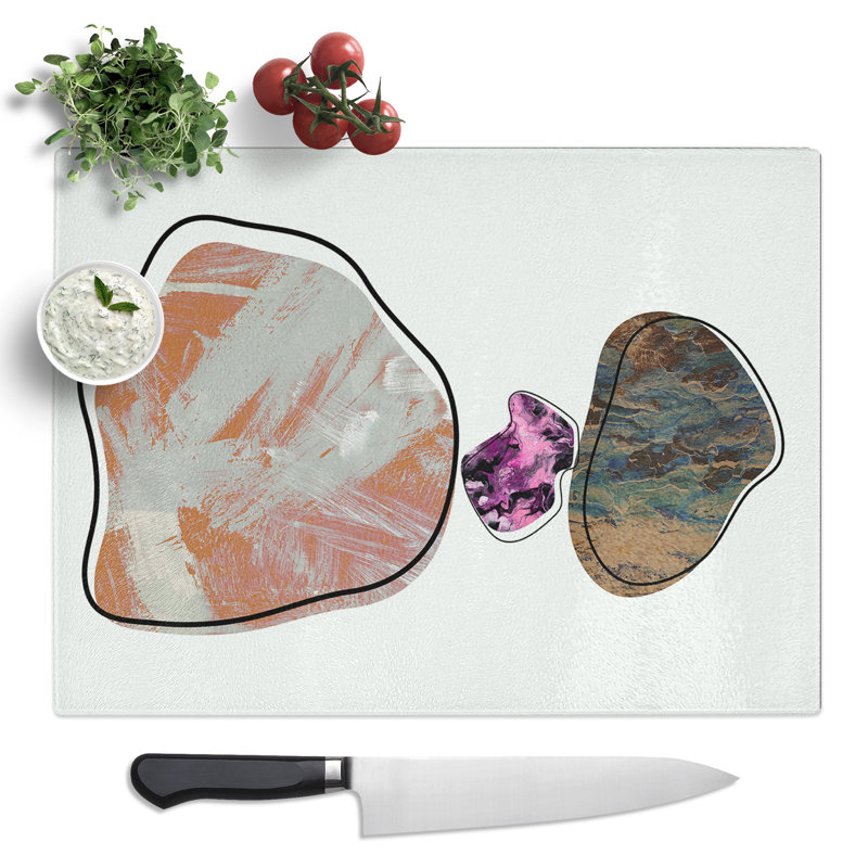 Trio Of Rocks  Glass Chopping Board