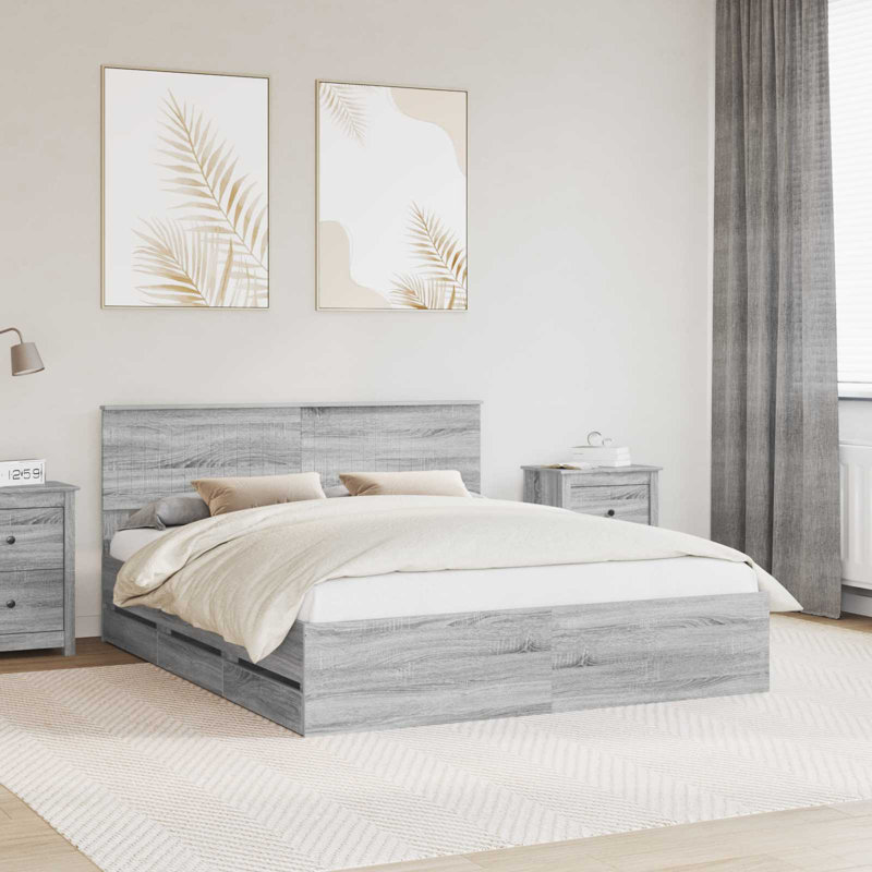 Bed, Grey Sonoma, European Kingsize (160 x 200 cm)