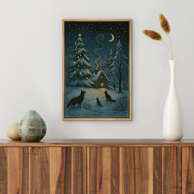 Hiver, art mural, impression sur toile encadrée, décoration de Noël, Naturel, H 24 po x l 16 po