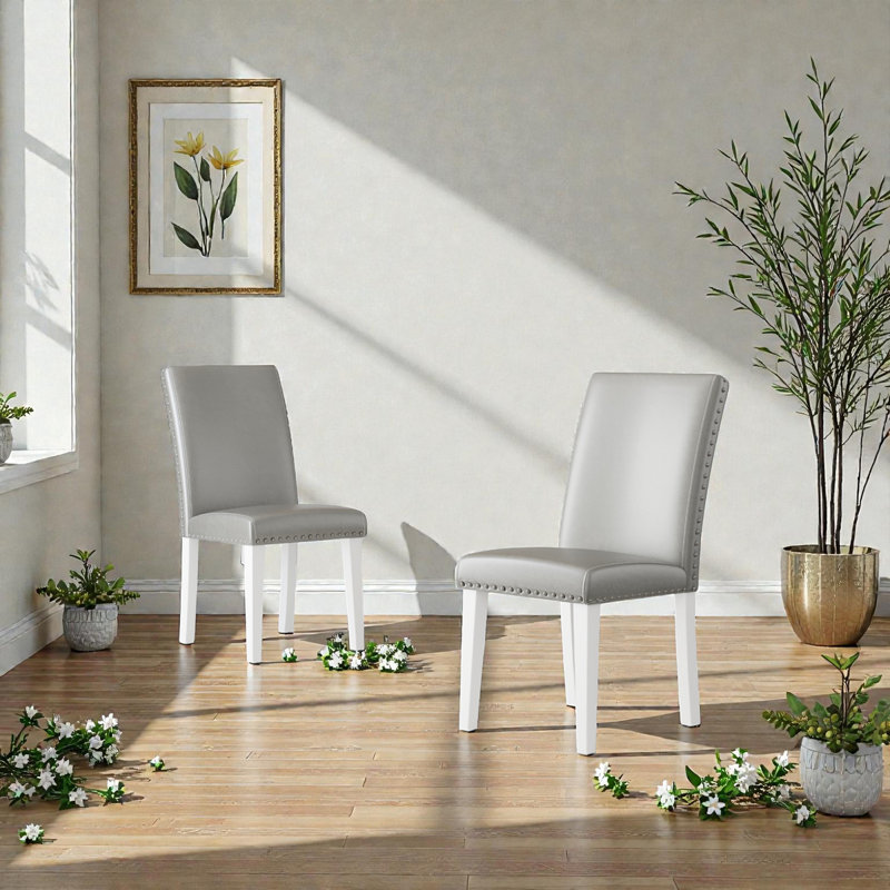 Chaise de salle à manger rembourrée (ensemble-2), Gris