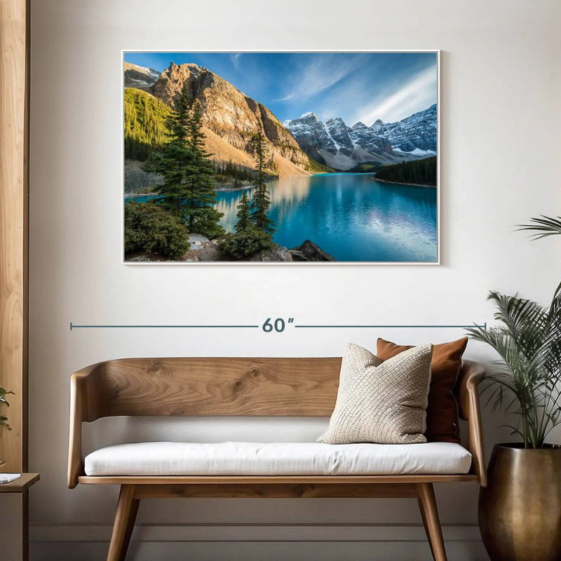 Lac Moraine Glorious, 46 po x 31 po, Cadre flottant blanc