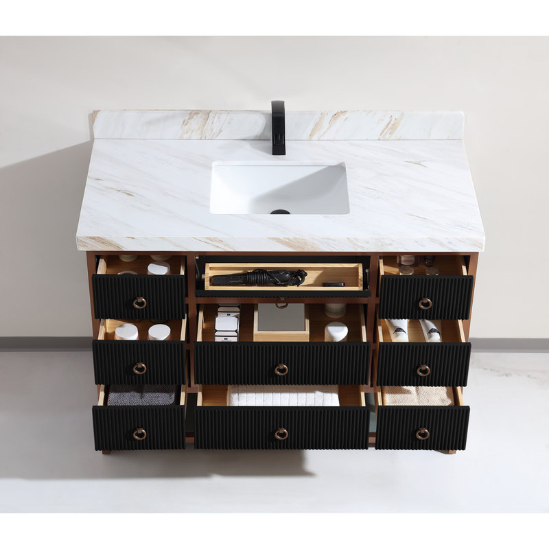 48" Freestanding Standard Bathroom Vanity with Top, White